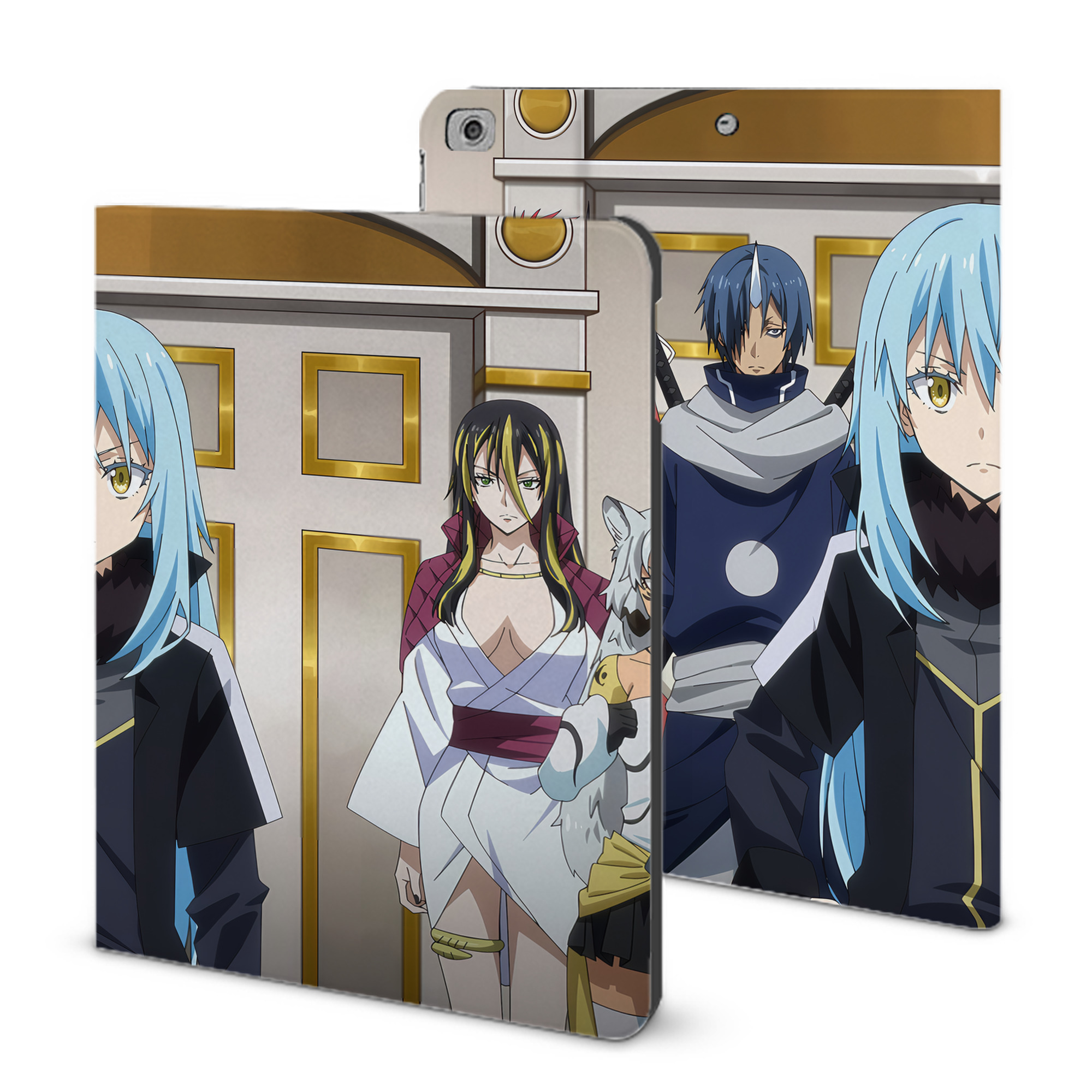 （画像用） 転スラ Regarding Reincarnated to Slime IPad ケース ブック型 PUレザー TPU 耐衝撃 軽量 薄型 ペン収納なし 全面保護 IPad 各モデル対応